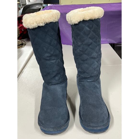 Michael Kors Sandy Quilted Suede Winter Boots Navy Women's Size 8 - Picture 7 of 10